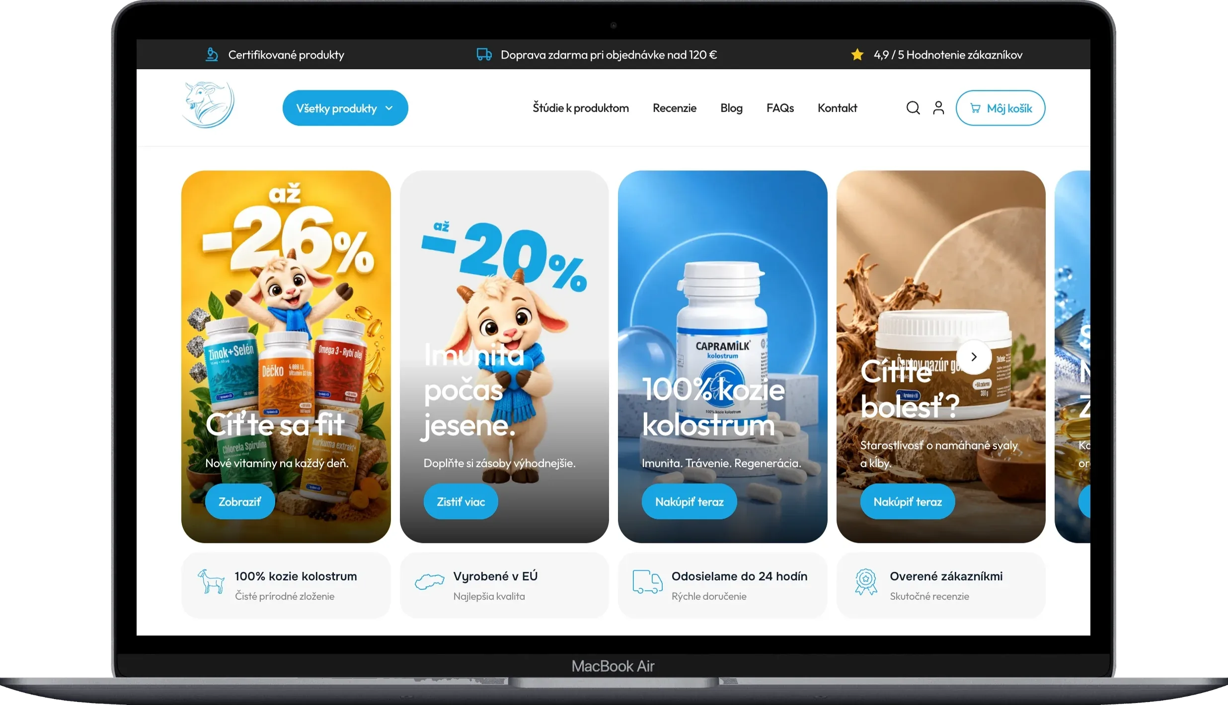 Eshop CapraKolostrum postavený na Next.js
