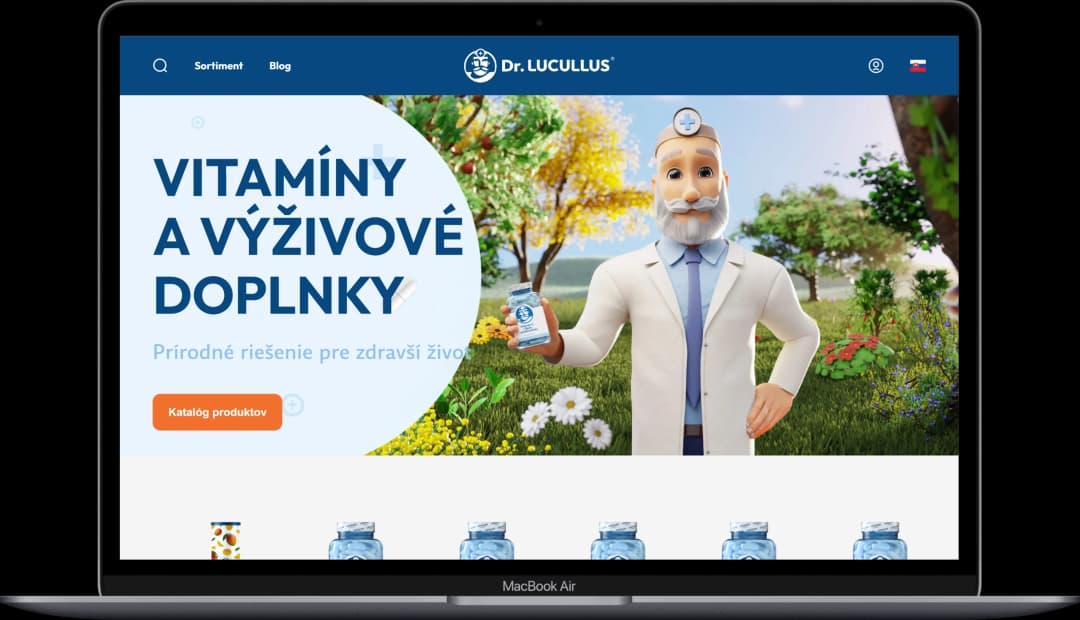 Ukážka B2C e-shopu Dr. Lucullus s moderným dizajnom a produktovým katalógom