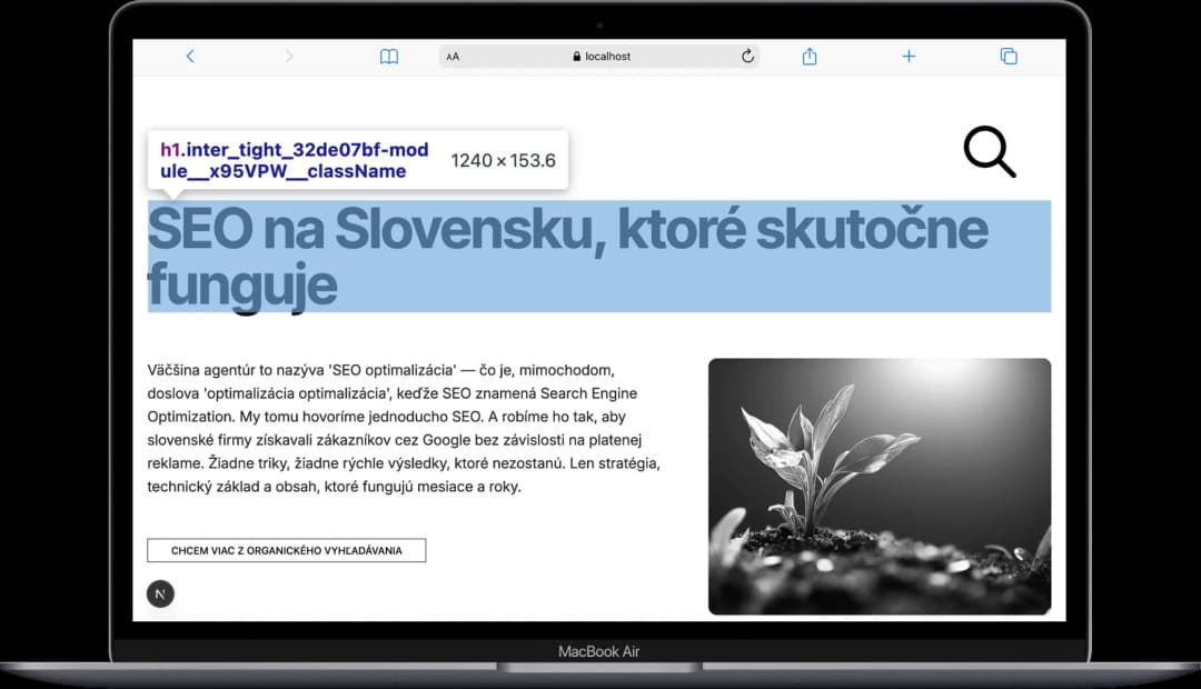 Ukázka on-page SEO se strukturou nadpisů a meta daty