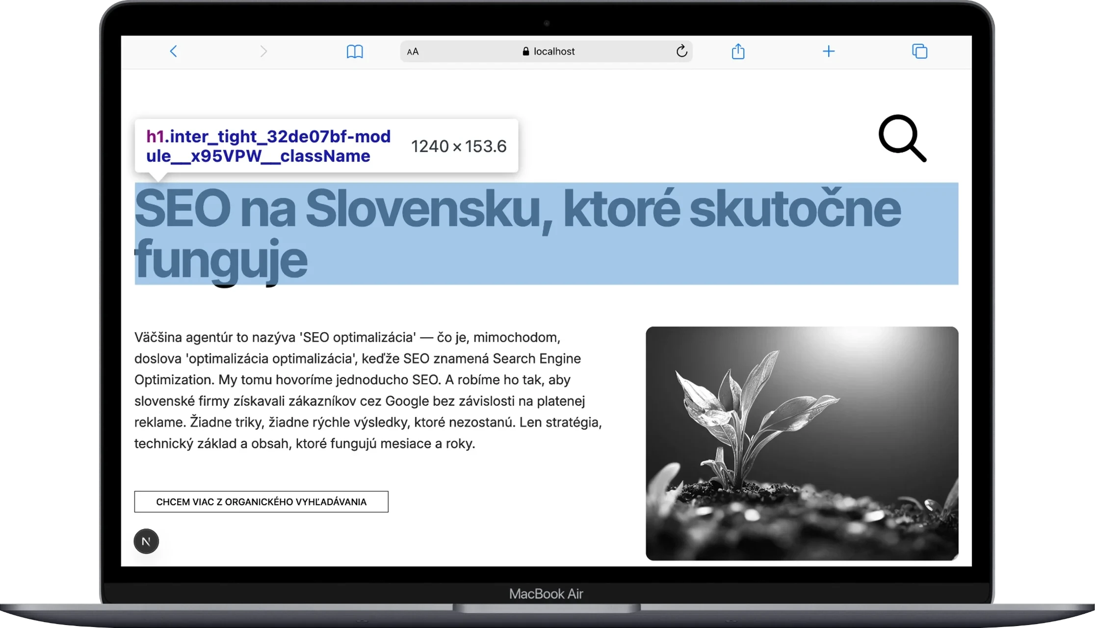 Ukázka on-page SEO se strukturou nadpisů a meta daty