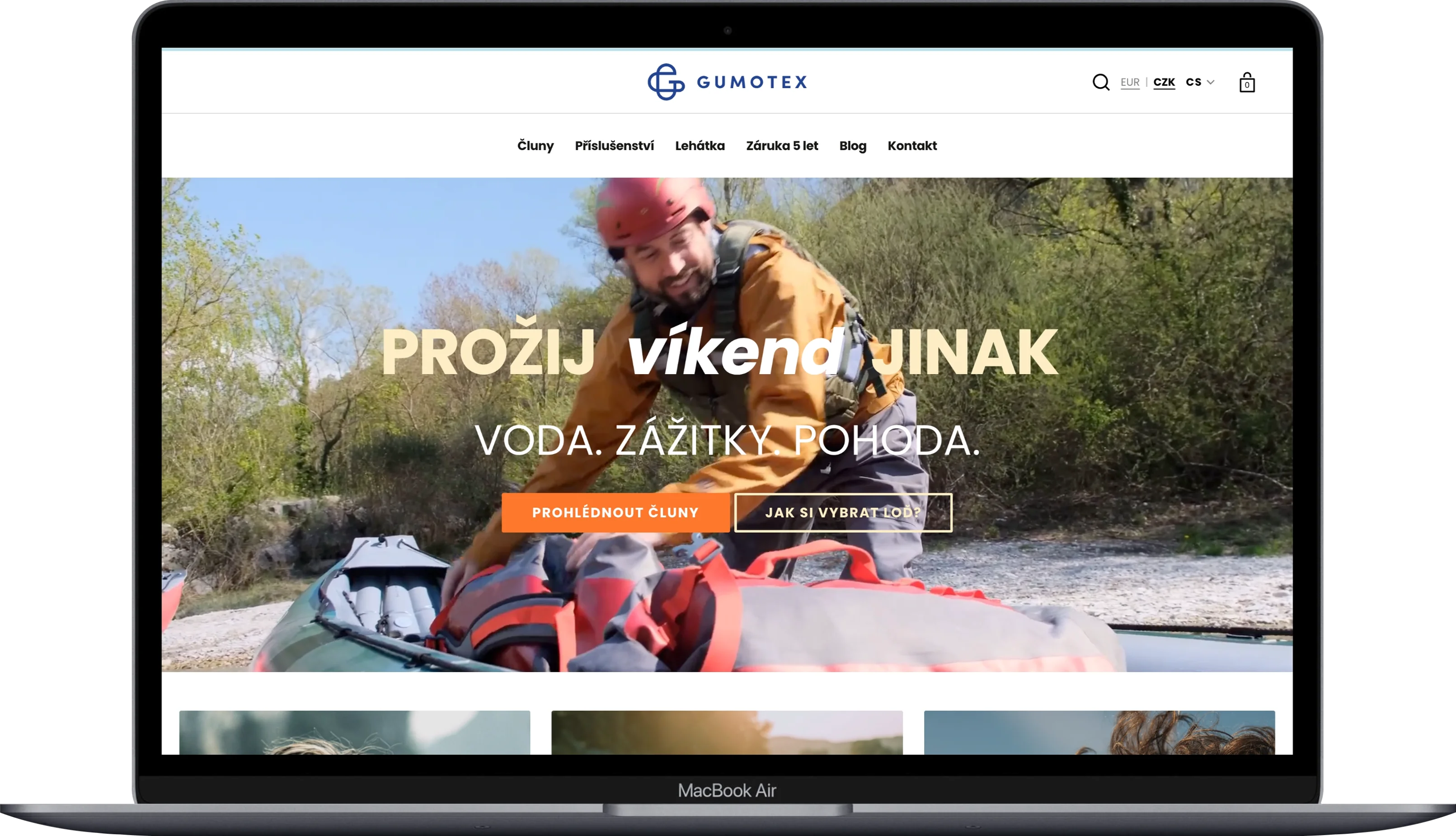 Eshop GUMOTEX Boats na Shopify s upravenou prémiovou témou